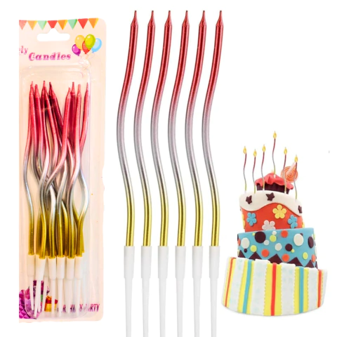 Vela Curvada Degrade Metalizada Pack x12 Unidades - comprar online