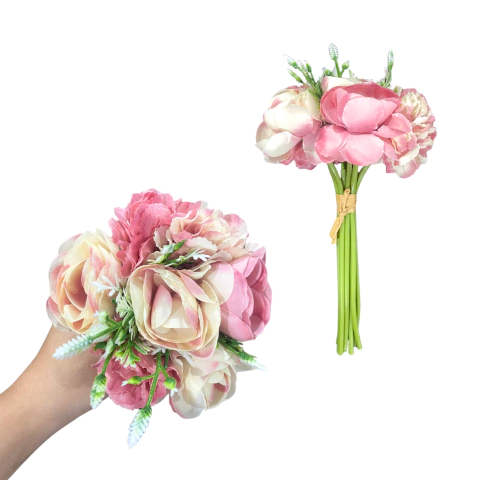 X9u Ramo Flor Rosa Artificial Decorativa 24cm Cod 10730 - M-GIGANTE