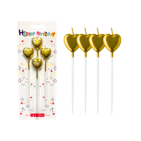 Velas para Torta de Corazon Metalizadas x4 Unidades - tienda online
