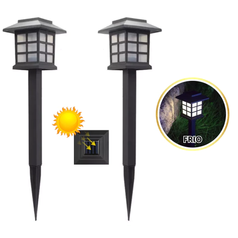 2 PCS Estaca Luz Led Solar Modelo Chico Farol Exterior 10519 en internet