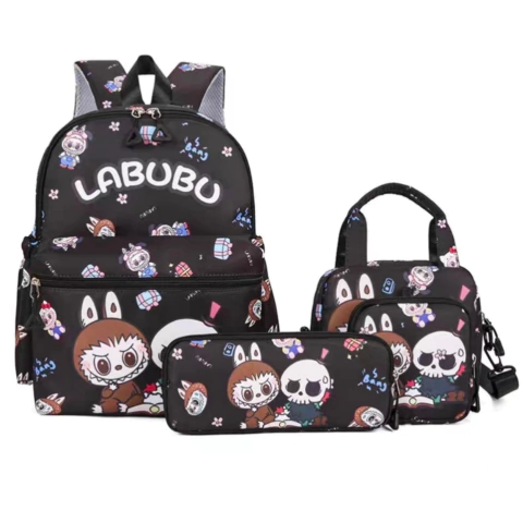 Set Infantil Kit 4 PCS De Mochila Lonchera Y Estuche Labubu Cod 10415