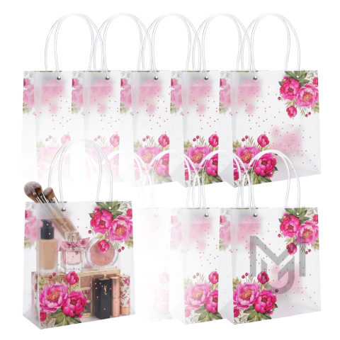 X10u Bolsa Souvenirs Translucidas Flores Estampadas 24cmX10cmX22cm 3469 en internet