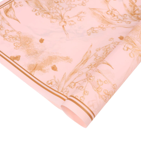 X20u Papel Coreano Bopp Flores Borde Dorado Traslucido 3372 - comprar online