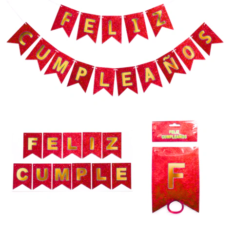 Banderin Guirnalda Feliz Cumpleños Glitter - comprar online