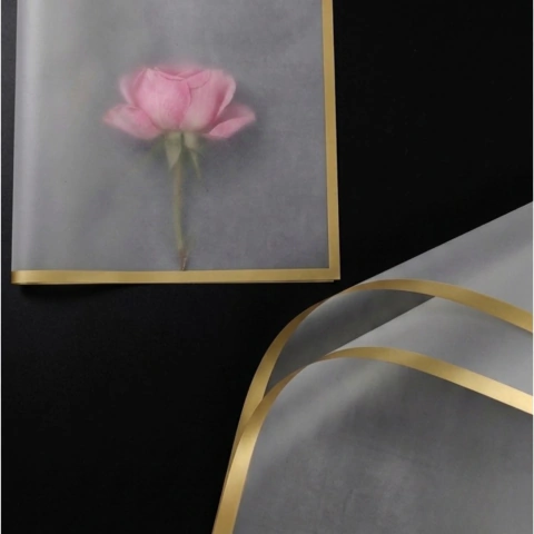 Papel Coreano Bopp Flores Borde Dorado Traslucido X20un 3127 - tienda online