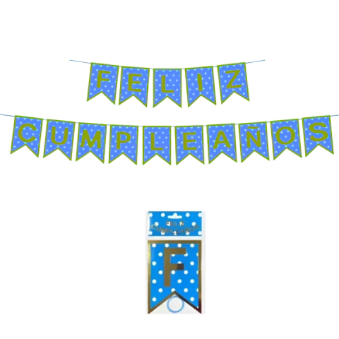 BANDERIN GUIRNALDA FELIZ CUMPLEAÑOS CON LUNARES - comprar online