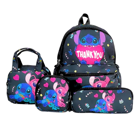 Set Infantil Kit 4 PCS De Mochila Lonchera Y Estuche Stitch Cod 10416 - tienda online