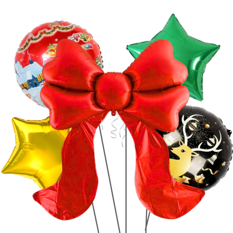 Imagen de Kit X5u Set Globos Feliz Navidad Fiestas Decoración