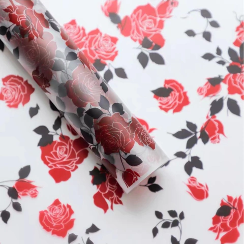 x20u Papel Coreano Bopp Diseño Rosas Traslucidas Cod 3297