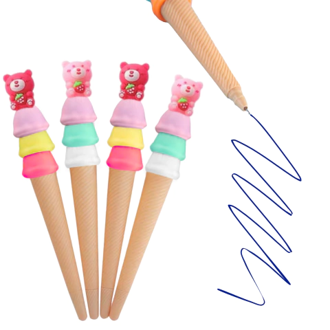 X4u Lapiceras De Conito Helado Tinta Azul Infantil Escolar