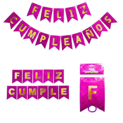 Banderin Guirnalda Feliz Cumpleños Glitter