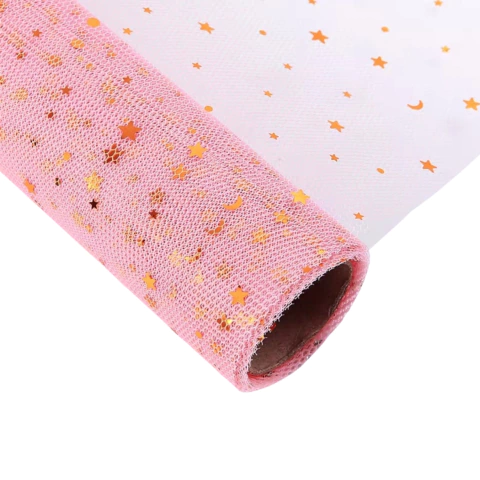 Rollo De Malla 50x500cm Estrellas y Luna P/ Ramo Cod 3108 - M-GIGANTE