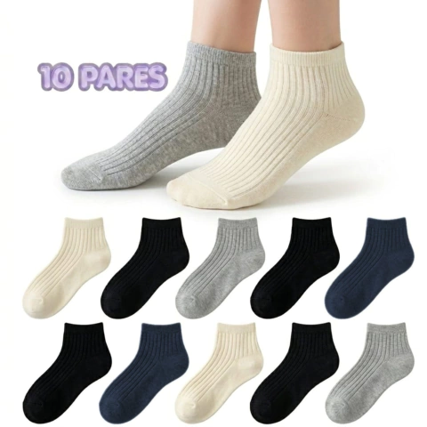 10 Pares Varios Diseños Pack Medias Algodón Fino Oscuros - comprar online