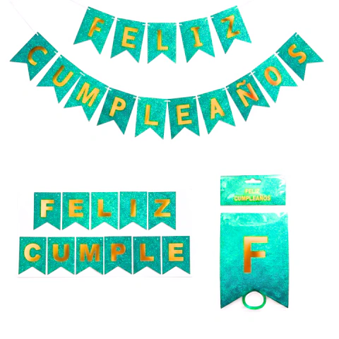 Banderin Guirnalda Feliz Cumpleños Glitter - M-GIGANTE