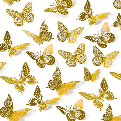 Mariposa Decorativa Efecto 3d Adhesivo Deco Hogar 12 Piezas - M-GIGANTE