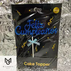 Topper Feliz Cumpleaños Metalizado Cursiva - M-GIGANTE