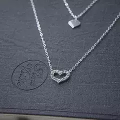Collar Corazones Doble Plateado Delicado Moderno 1388 - comprar online