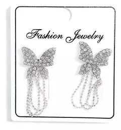 Aritos Mariposa Colgante Plateado Delicado Moda Aroboc30 - comprar online