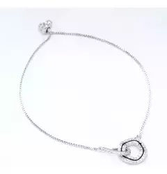 Brazalete Pulsera De Mujer Plateada Y Negro Fashion 120 - comprar online