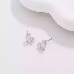 Aritos Corazones Diamantes Plateado Bijouterie Moda Aroboc68 - M-GIGANTE