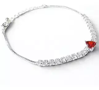 Pulsera Delicado Plateado Con Corazon Rojo 007 - comprar online