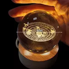 Imagen de Esfera Cristal 3D Giratoria con Luz USB 8cm