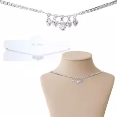 Collar Corazones Plateado Delicado Moderno Fashion 474 - comprar online