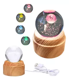 Esfera Giratoria 6cm Cristal 3d Led Multicolor Lampara Usb - comprar online