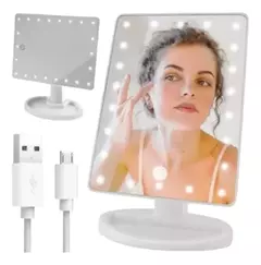 Espejo De Maquillaje Luz 22 Led Intencidad Usb/pila Rosa - M-GIGANTE