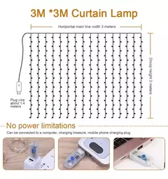 Cortina Luz Led Alambre Navideñas 450 Luces 3x3mts Xunidad - comprar online