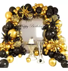 Set De Globos Cromados 147 Pcs Negro/dorado Deco Evento - comprar online