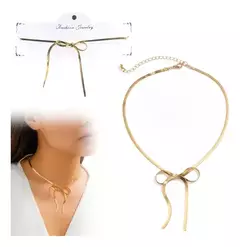 Collar Mujer Moño Dorado Delicado Moderno Fashion 1511cod - comprar online