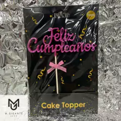 Topper Feliz Cumpleaños Metalizado Cursiva - comprar online