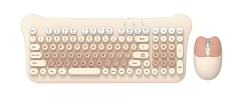 Imagen de Teclado y Mouse Kit Diseño Gatito Combo Bluetooth AOAS AS-212