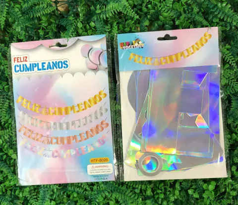 Banderin iridiscente "Feliz Cumpleaños"