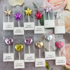 Vela De Corazon y Estrella Metalizadas x Unidad