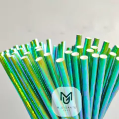 Sorbetes Bombilla De Poli Papel, Color Iridiscente Lisox25u en internet