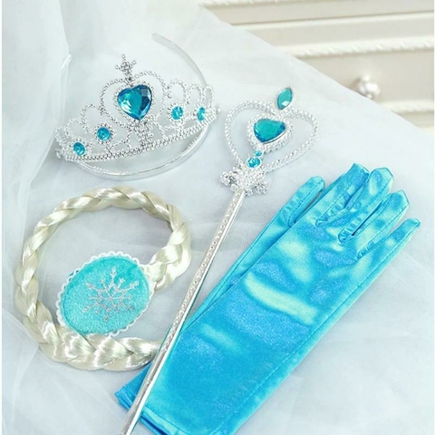 Set De Trenza Con Corona Y Varita Princesa Con Guante