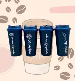 Vaso Negro Con Frase Para Cafe 450ml Termico