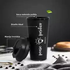 Vaso Negro Con Frase Para Cafe 450ml Termico - comprar online