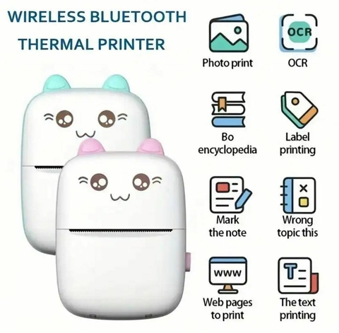 Mini Impresora Gatito Térmica Bluetooth Portátil App Recargable