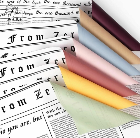 Papel Coreano Bopp P/Flores Periodico con Cara de Color x20u #3025 - comprar online