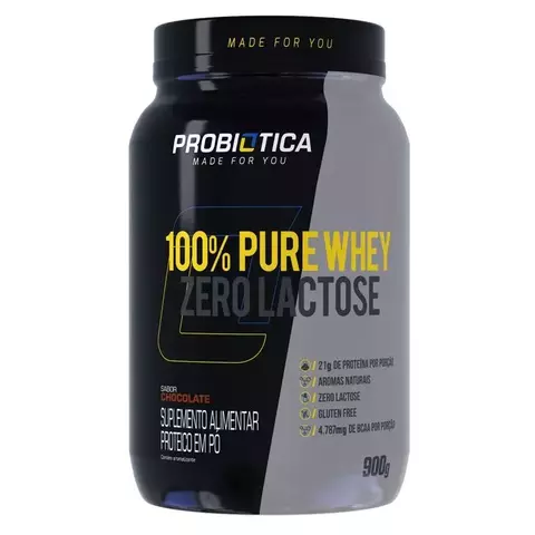 WHEY 100% PURE ZERO LACTOSE PROBIOTICA. 900G - SABORES