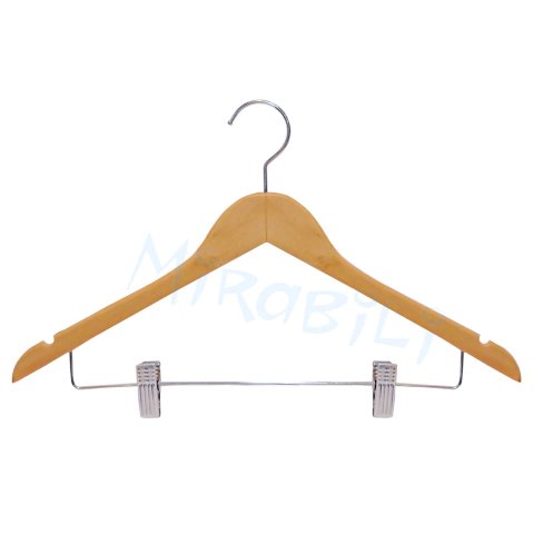 Cabide de madeira c/ Prendedor para Saias e Conjuntos 44cm