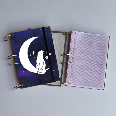 Caderno Argolado Gato na Lua
