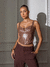 Corselete Roberta Couro Eco Marrom Amb - comprar online