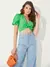 Blusa Decote Torcao E Mangas Bufantes Verde Colcci - comprar online