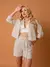 Camisa Cropped Adda Listrada Bege Amb