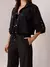Camisa Tamires Cropped Preto Botoes Manga Amb na internet