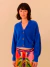 Cardigan Curto Pelinho Azul Safira Farm